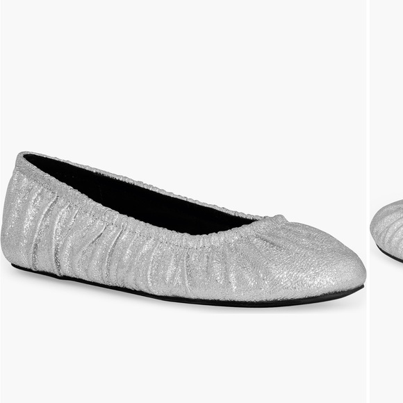 NIB Rebecca Minkoff Silver Ruched Ballet Flats Size 8 - Picture 4 of 8